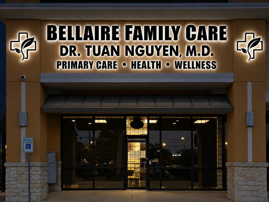 Mockup of the sign at Bellaire Family Care, Houston, TX
